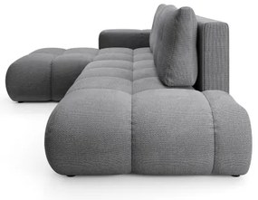 Colțar extensibil ALMADA, tapițat, cu spațiu de depozitare, orientare stânga, gri