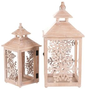 Set felinare de lemn Fulgi 2 buc., natural