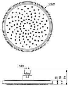 Palarie dus Ideal Standard IdealRain negru mat 200 mm