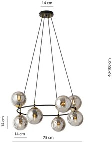 Lustră pe cablu AZURA 8xE14/10W/230V negru/gri