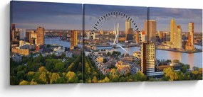 Tablou - Panorama Rotterdamului, Țările de Jos (cu ceas) (90x30 cm)