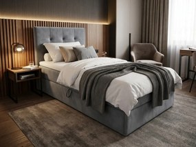 Pat tapițat boxspring DIRELIS TRINITY 90x200 cm gri Saltea: Saltea cu arcuri Bonell