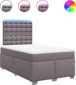 vidaXL Pat box spring cu saltea, gri, 120x190 cm, piele ecologică