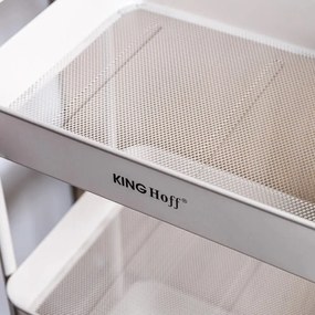 Raft mobil Kinghoff KH 1943, 3 niveluri, 4 roți pivotante 360 grade, bej