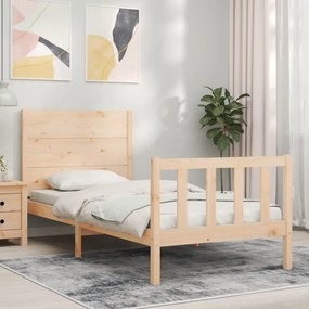 3192716 vidaXL Cadru de pat cu tăblie single, lemn masiv