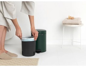 Cos de gunoi cu pedala Brabantia NewIcon 1003199, 5 L, Inchidere lina, Baza antiderapanta, Verde inchis