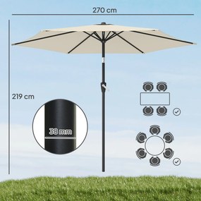 Outsunny Umbrelă de soare 270 cm articulată Umbrelă pentru balcon cu manivelă UV 50+ Umbrelă de grădină Alb-crem | Aosom Romania