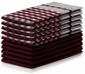 DecoKing Prosop bucătărie Louie, bordo și negru, 50 x 70 cm, set 10 buc.