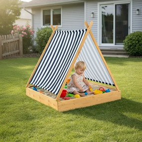 Sandbox cu acoperiș tip cort