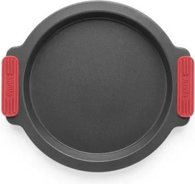Tava pentru copt Lekue 1009447, Ø26,5 cm, Acoperire ceramica antiaderenta, Otel carbon, +4°C / +240°C, Negru/rosu
