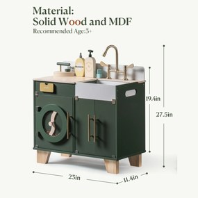 Set bucatarie copii din lemn Series Verde