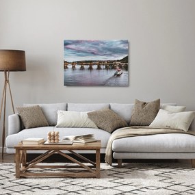 Tablou pe sticlă cu podul lui Carol (70x50 cm)