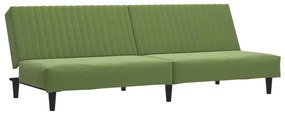 Canapea extensibila cu taburet 2 locuri verde deschis catifea Lysegronn, Cu scaunel pentru picioare
