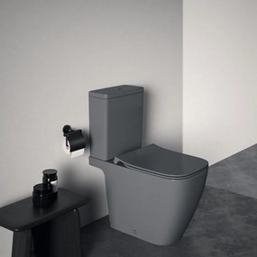 Vas wc stativ rimless plus Ideal Standard i.life B gri lucios cu rezervor si capac inclus