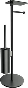 Suport hartie freestanding Omnires Modern Project cu spatiu pentru perie si raft finisaj grafit periat