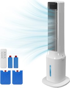HOMCOM Climatizator evaporativ tip turn 3 în 1 cu rezervor de 9 L, oscilație 48°, 3 viteze, 3 moduri, temporizator, Alb | Aosom Romania