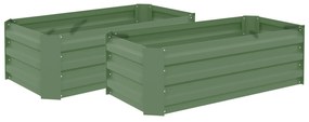 Outsunny Set de 2 paturi de legume pentru gradina dim. 100L x 50l x 30H cm - tabla de otel ondulata verde | Aosom Romania