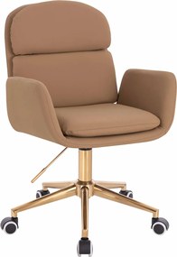 HR480K Scaun Caramel Piele Ecologica Premium Soft cu Bază Aurie