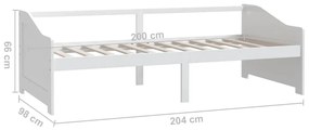 Pat de zi cu 3 locuri, alb, 90x200 cm, lemn masiv de pin Alb