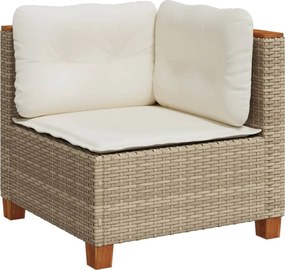 vidaXL Canapea de colț de grădină cu perne, bej, poliratan
