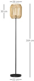 HOMCOM Lampadar de podea pentru living abajur din sfoara de hartie design natural baza E27 Max. 40W - Ø 26 x 164H cm | Aosom Romania