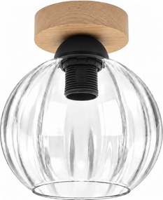 BRILAGI - Plafonieră LED RETRO GLASS 1xE27/60W/230V Ø 18 cm stejar/transparent