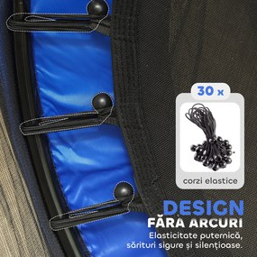 HOMCOM Trambolină Elastică pentru Copii cu Plasă de Siguranță și Țevi Căptușite, Vârstă 3-10 Ani, Ø140x190 cm, Albastru | Aosom Romania