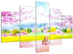 Tablou - Căprioară pictată, acuarelă (150x105 cm)