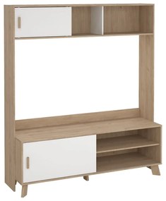 Set TV alb-în culoare naturală cu aspect de lemn de stejar 159x181x48 cm Ikast – Tvilum