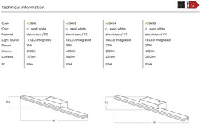 Aplica LED pentru oglinda/tablou IP44 Epsilon 60 alba 3000K