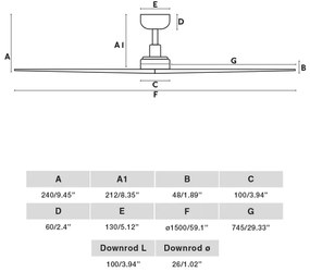 Ventilator de tavan FARO 34282 KLIM L maro/negru d. 150 cm + telecomandă