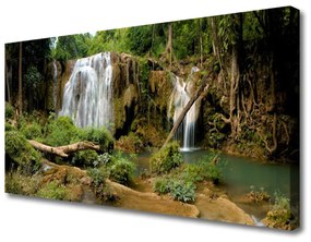 Tablou pe panza canvas Cascada River Natural Pădurea Verde Maro