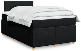vidaXL Pat box spring cu saltea, negru, 120x200 cm, textil