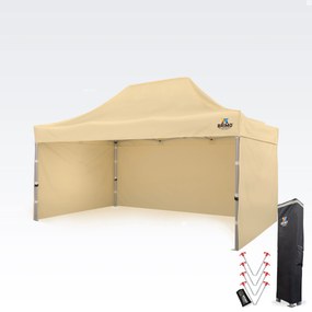 Cort promoțional profesional tip foarfecă 3x4,5m | Profil ALU masiv 1,8mm - cu 3 pereți - Bej