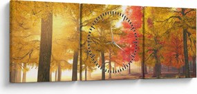 Tablou cu copaci toamna (cu ceas) (90x30 cm)
