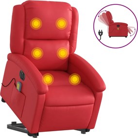 vidaXL Fotoliu electric masaj rabatabil cu ridicare, roșu