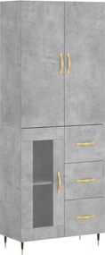 vidaXL Dulap înalt, gri beton, 69,5x34x180, lemn compozit