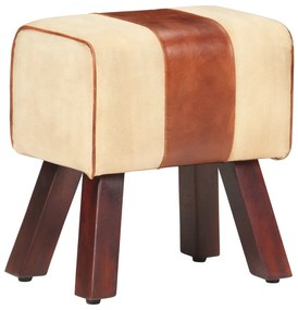 vidaXL Bancă Bok gimnastică maro 38 cm piele naturală/lemn masiv mango