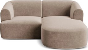 Colțar maro deschis cu tapițerie din catifea (cu colț pe partea dreaptă/cu șezlong) Campi – Cosmopolitan Design