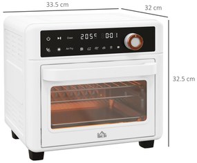 HOMCOM Cuptor Electric cu Funcție de Prăjire cu Aer, Temporizator și Temperatură Reglabilă, 33,5x32x32,5 cm, Alb | Aosom Romania