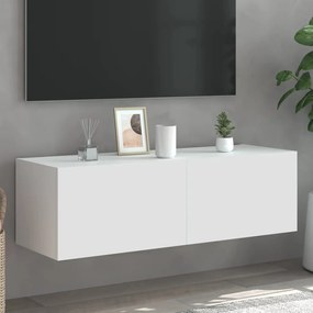 vidaXL Comodă TV de perete cu lumini LED, alb, 100x35x31 cm