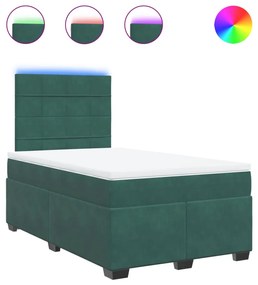 3293161 vidaXL Pat box spring cu saltea, verde închis, 120x190 cm, catifea