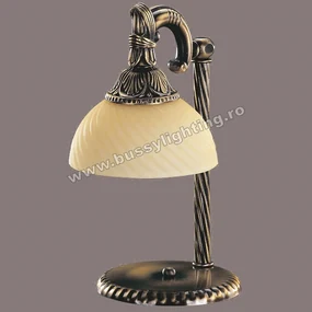 Veioza Omega cu 1 Brat, Desing Clasic, Finisaj Bronz Antic, Abajur Crem - Bussy Lighting 3035-52-17A