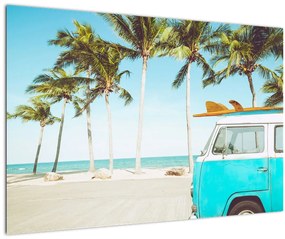 Tablou - Vintage, furgonetă, plajă (90x60 cm)
