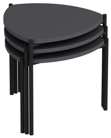 Masuta de cafea set (3 bucăți) Lenny - Anthracite