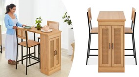Set de dining inaltat, cu 3 piese si spatiu de depozitare
