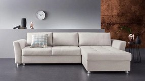 Colțar extensibil cu ladă de depozitare Leon Creme 260x182 cm