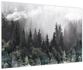 Tablou - Pădure cu elemente ilustrate (90x60 cm)