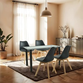 Set de masă Merlo 4+1 negru