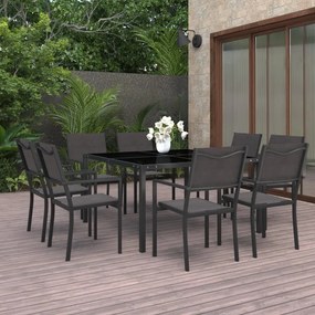 3073524 vidaXL Set mobilier de exterior, 9 piese, oțel